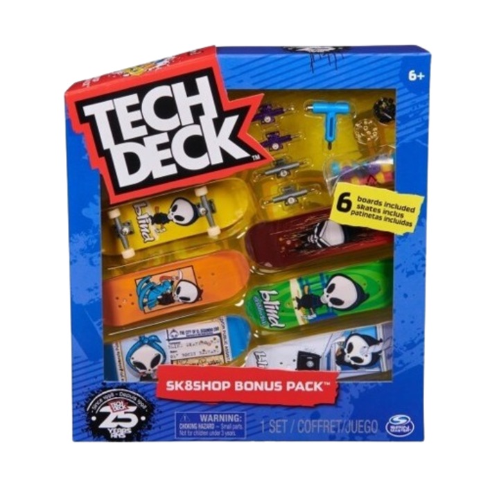 Set 6 mini placi skateboard, Tech Deck, Sk8Shop Bonus Pack, Blind, 6 ani+