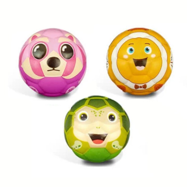 Set 3 mingi Saltarete, super ball, multicolor, cu diferite forme de animalute, 6 cm, SARALMA®