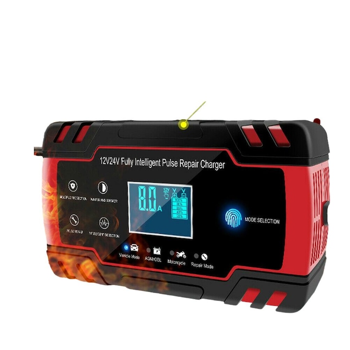 Redresor auto ISSNW, ecran LCD, protectie supratemperatura, 12V/24V, 170x98x58mm