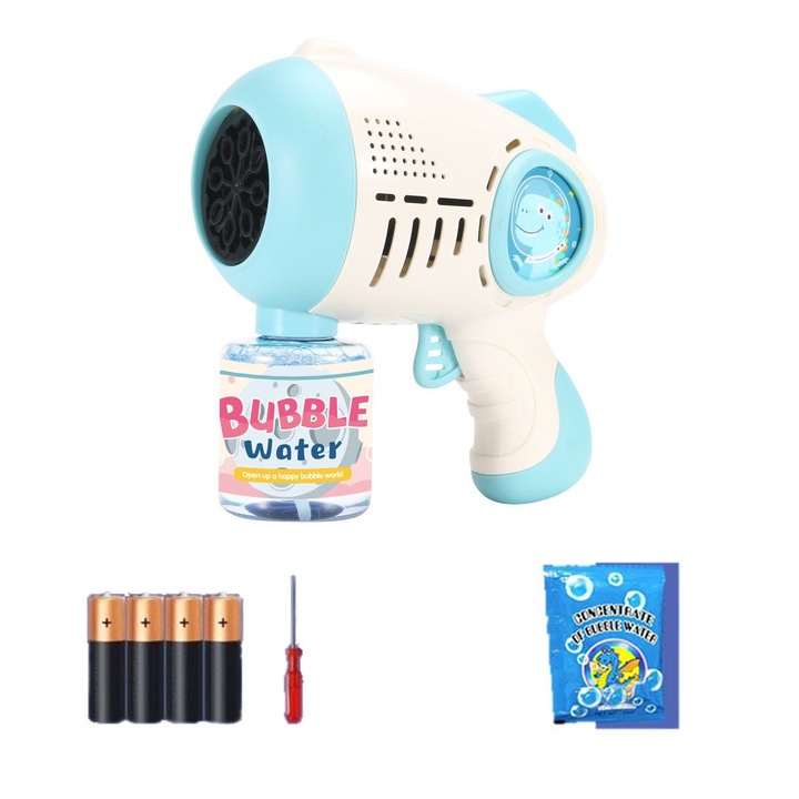Set Pistol cu Bule, Orificii multiple, Lumina LED, Multicolor, pentru Copii