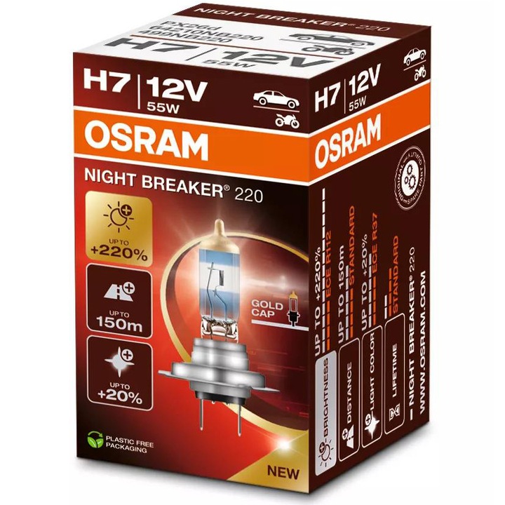 Bec auto Osram H7 Night Breaker +220%, 12V, 55W, 1 buc