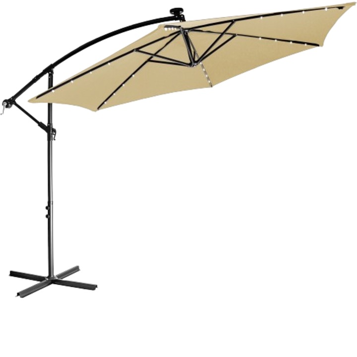 Umbrela de soare cu led-uri, diametru 300 cm, bej, STILISTA®