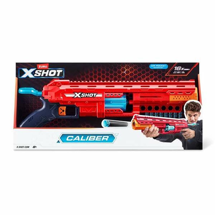 Играчка пистолет Zuru X-Shot Caliber, +8 години, червен