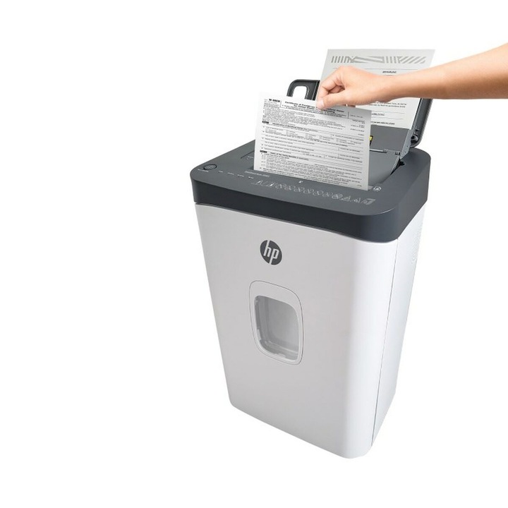 Унищожител за документи HP ONESHRED Auto 200cc, защита от прегряване, P-4, бял, 28л