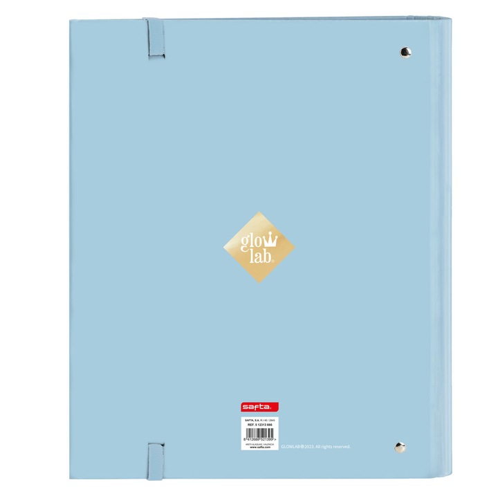 Dosar cu inele Glow Lab Cisnes, 4 inele, capac rigid, albastru, 27x32x3.5cm