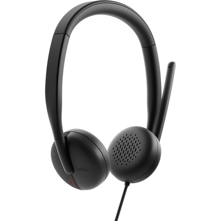 Слушалки Dell PC WH3024-DWW, намаляване на шума, USB/USB-C връзки, черни, 2 м