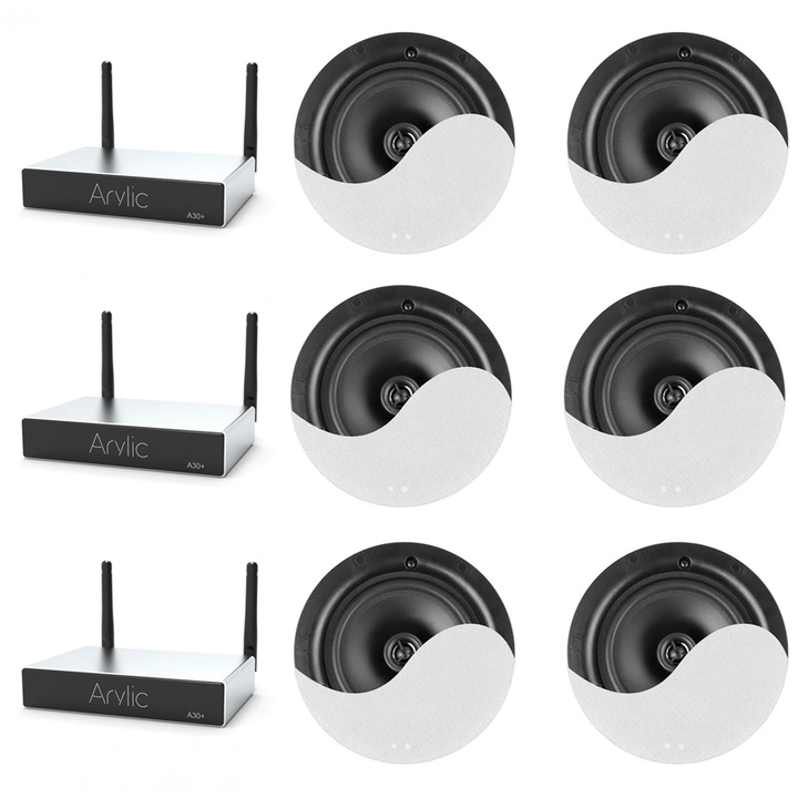 Аудио система Multiroom с 6 високоговорителя PD CSP5 за таван, 3 зони, bluetooth, wi-fi, 3 усилвателя