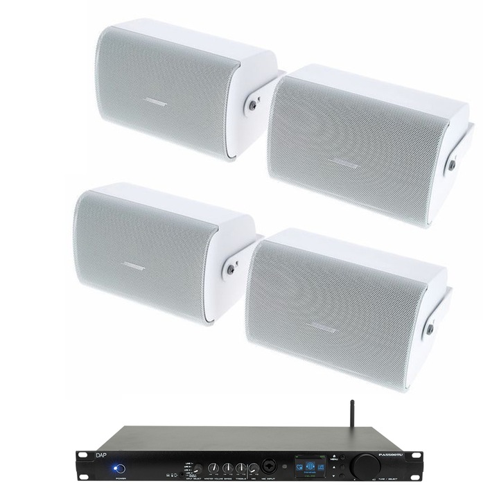 Адуио система Bose FS4SE, 4 бели стенни високоговорители с Bluetooth усилвател, DAB+ радио