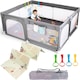 Tarc de Joaca pentru Bebelusi si Copii Pitikot® + Salteluta Pliabila 180x150 cm, Spatiul Sigur de Joaca, Inele de Sustinere, Plasa de Protectie, Include Usa cu Fermoar, Geanta de Transport, Varsta 0-5 ani, Gri