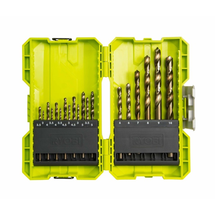 Set 19 burghie, RYOBI, 19 piese, Metal, pentru plastic/metal/lemn