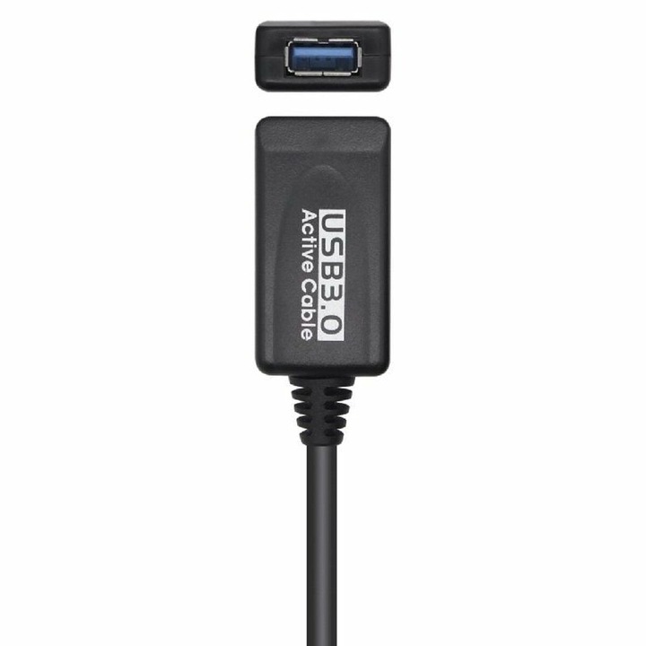 Cablu de extensie USB Aisens A105-0525, negru, 5m