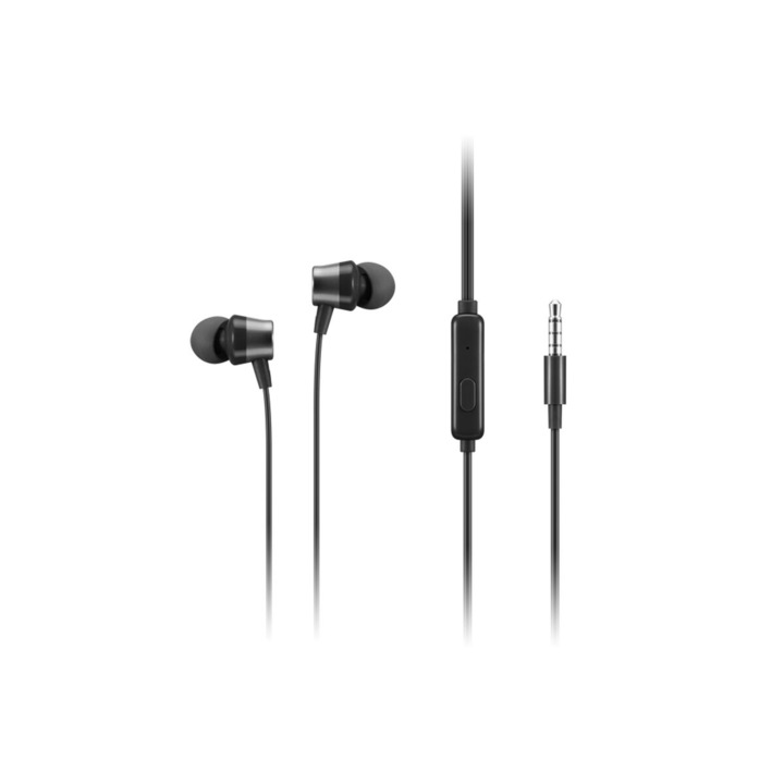 Casti cu fir, Lenovo, cu microfon, 32 Ohm, 1,2m, negru
