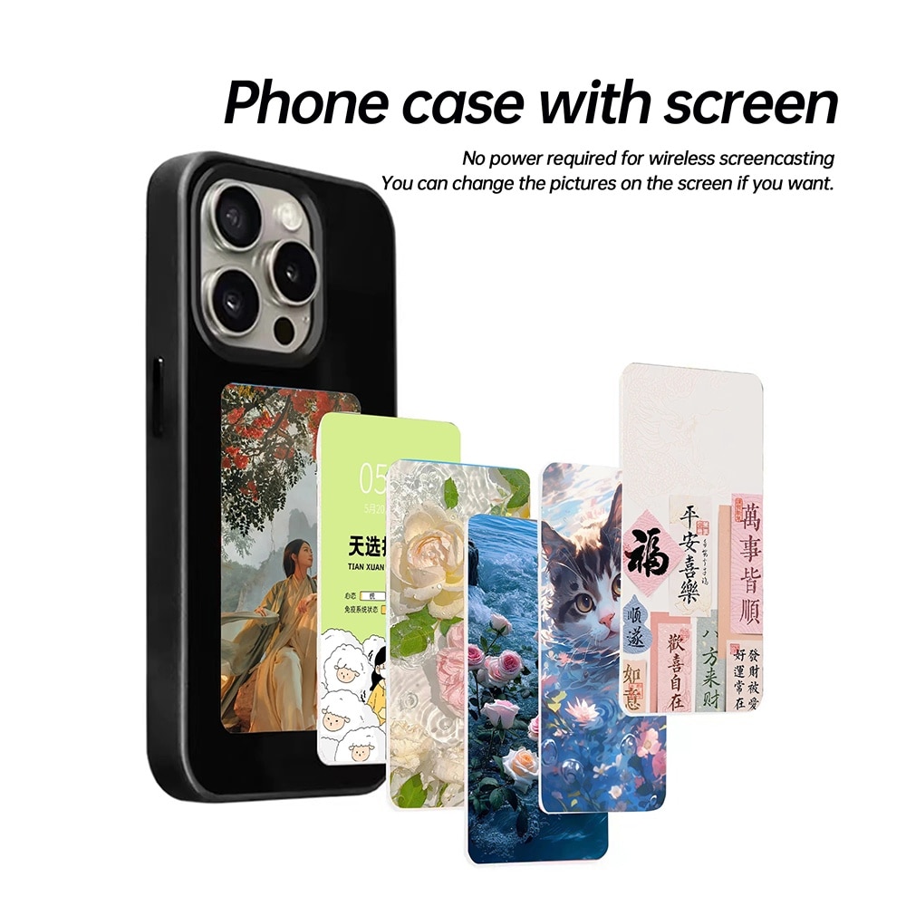 Husa pentru iPhone 16 Pro Max DIY customizabil cu ecran E-ink NFC Photo ...