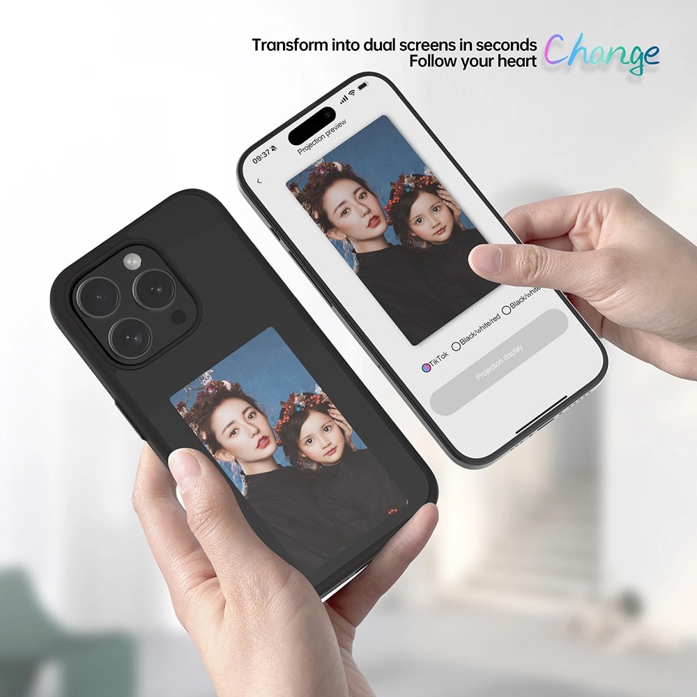 Husa pentru iPhone 16 Pro Max DIY customizabil cu ecran E-ink NFC Photo ...