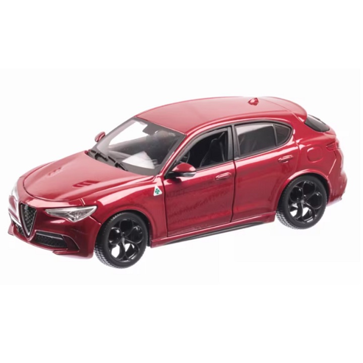Alfa Romeo Stelvio modell, sötétvörös, Bburago 1/24