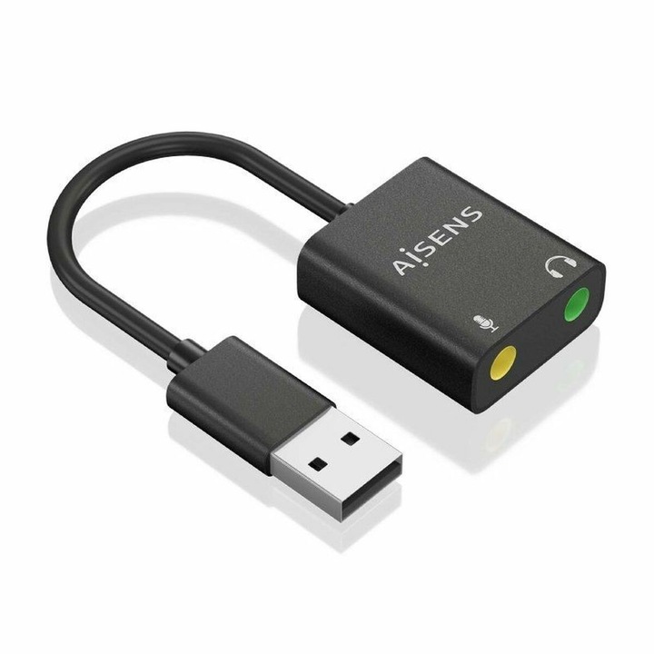 Placa de sunet Aisens A106-0769, Jack 3.5mm, USB-A, negru