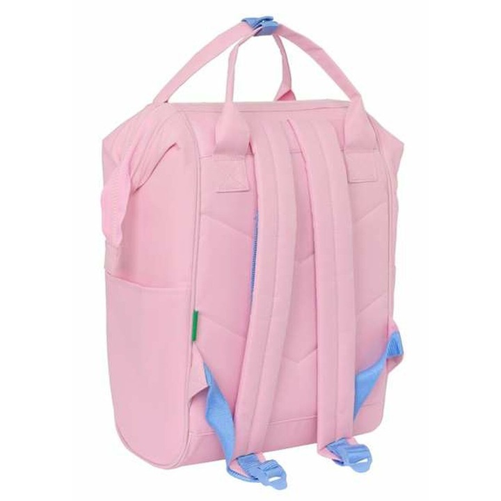 Benetton hátizsák, ergonomikus, 13"-os laptop rekesz, rózsaszín, 27x40x19cm
