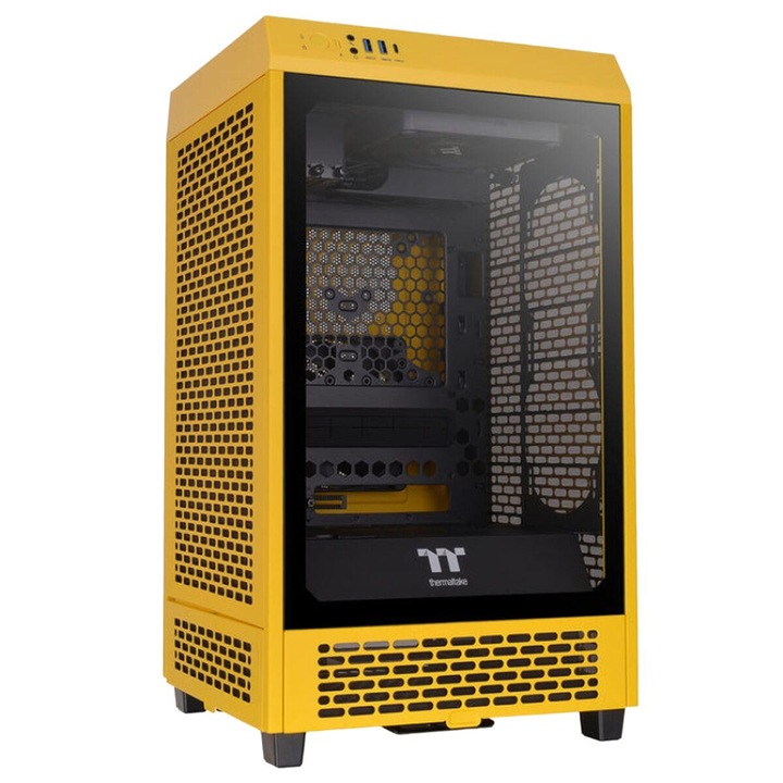 PC tok, Thermaltake, The Tower 200 Bumblebee, Mini-Tower, Edzett üveg, 30cm, Sárga