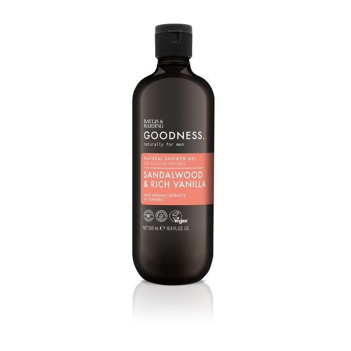 Férfi tusfürdő Baylis & Harding, Goodness Mens Sandalwood & Rich Vanilla, 500 ml