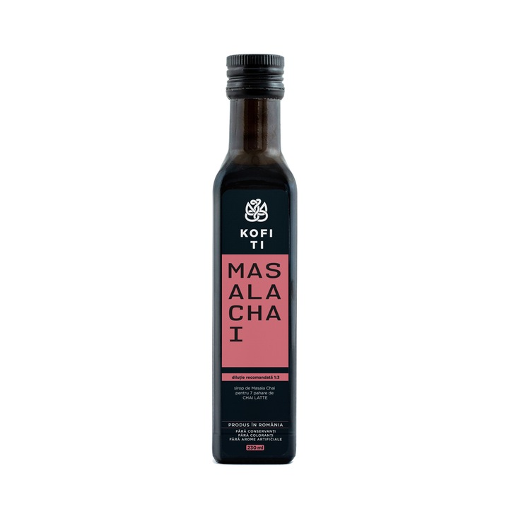 Sirop natural pentru Chai latte - Masala Chai, Kofi Ti 230 ml, Produs in Romania