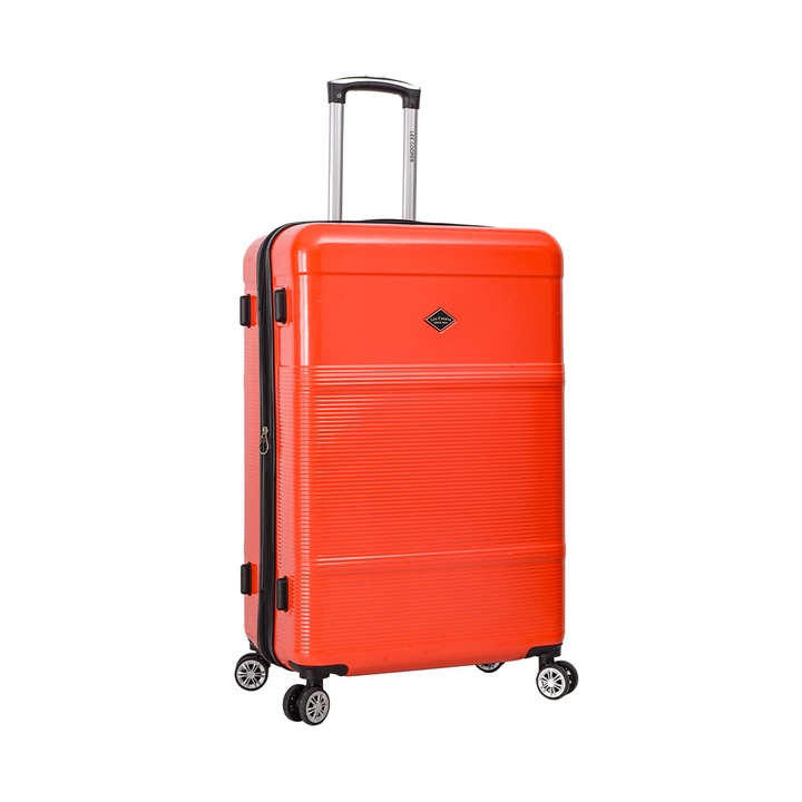 Troler mare extensibil Lee Cooper LC32203, policarbonat, 4 roti duble, cifru, 77 cm, rosu