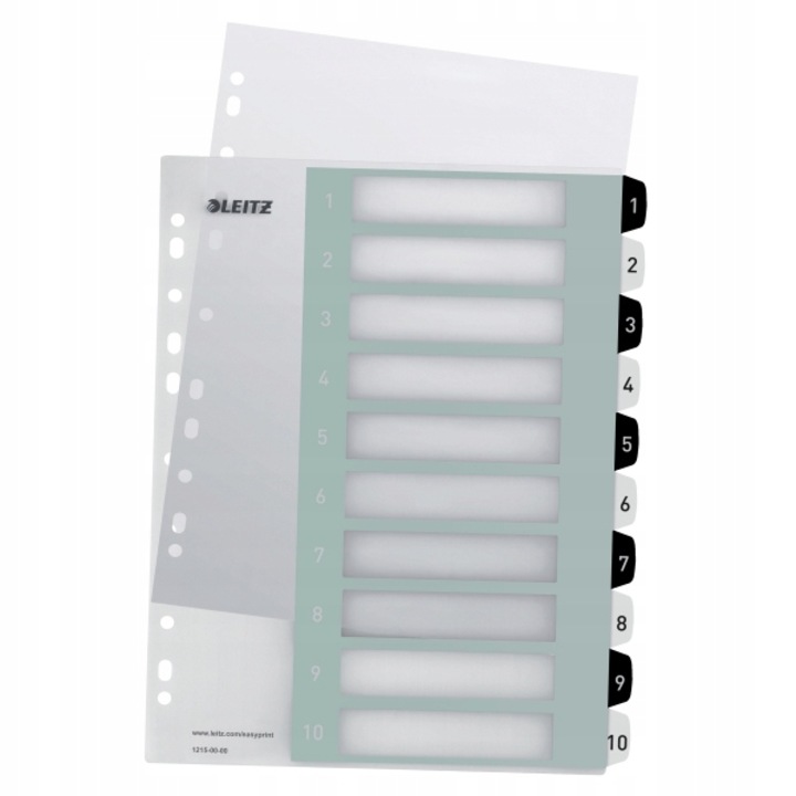 Leitz 10 részes számozott elválasztó, polipropilén, 0.3mm, A4 Maxi, 11 lyuk, 1-10