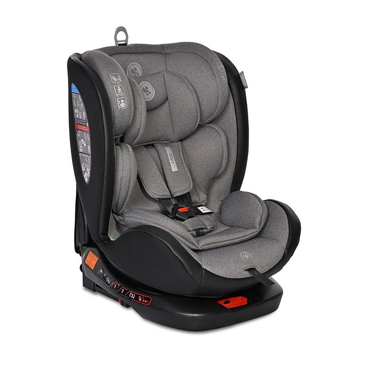 Scaun auto pentru copii, Lorelli, Ares, Isofix, i-Size, rotativ 360 grade, 40-150 cm, 0 luni-12 ani, Grey