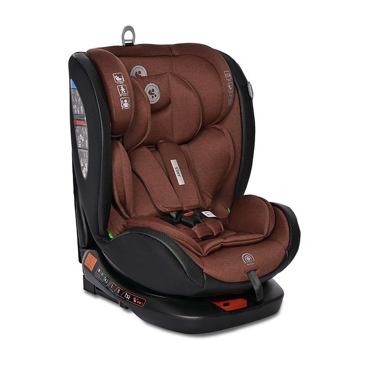 Scaun auto pentru copii, Lorelli, Ares, Isofix, i-Size, rotativ 360 grade, 40-150 cm, 0 luni-12 ani, Ginger