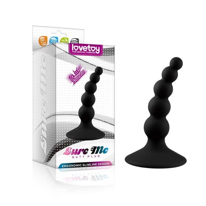 Lovetoy Lure Me anális dugó tapadókoronggal Fekete 6-10 cm