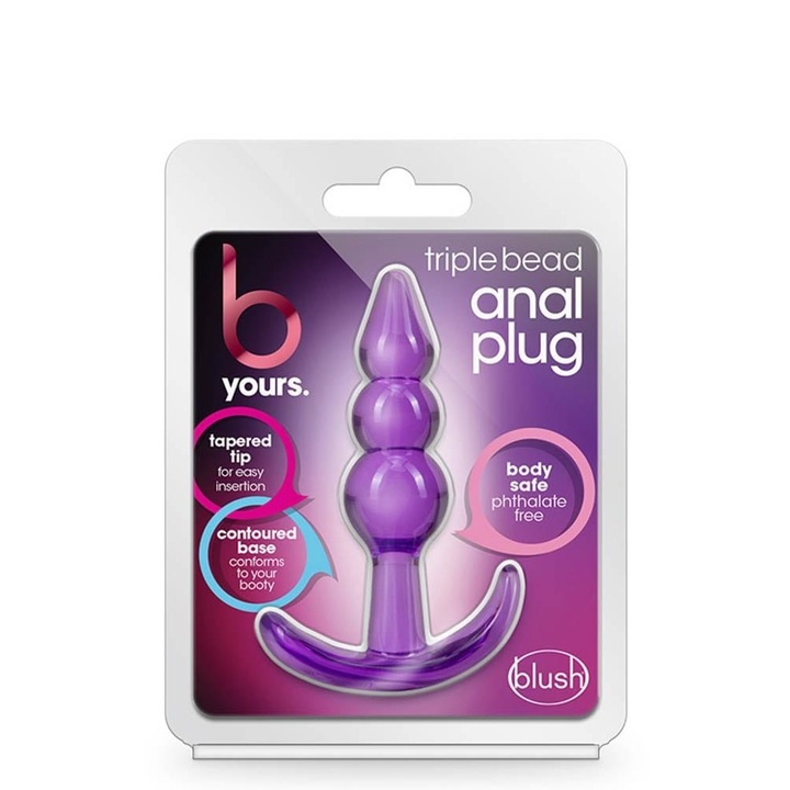 Анална тапа, Blush B Yours Triple Bead, 15 - 25 см, 1,6 - 2,4 см, Лилав