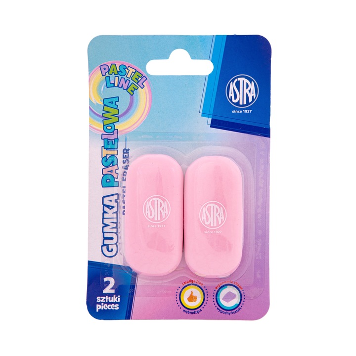 Set 2 radiere, Astra, Pastel Line, Roz