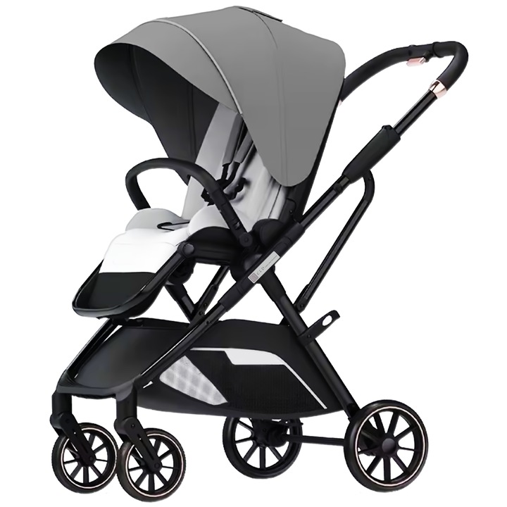 Babakocsi 2 összecsukható mód, 0-36 hónapos, belső megfordítható pozícióval, 5 pontos övek, 5 ülésállítási pozíció, állítható ernyő, fekete-szürke, CLD Care Love Devotion