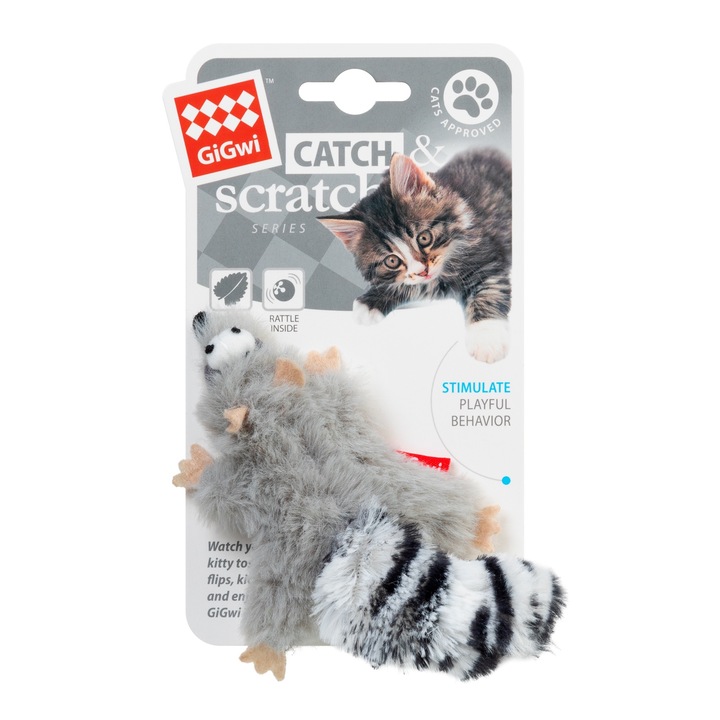 GiGwi Catch & scratch macskajáték, műszőrme, macskafű, 8 cm