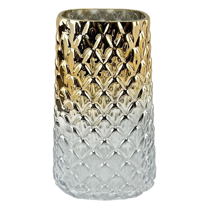 Декоративна ваза със стъклени цветя "Gliceria" 24x13, Златна