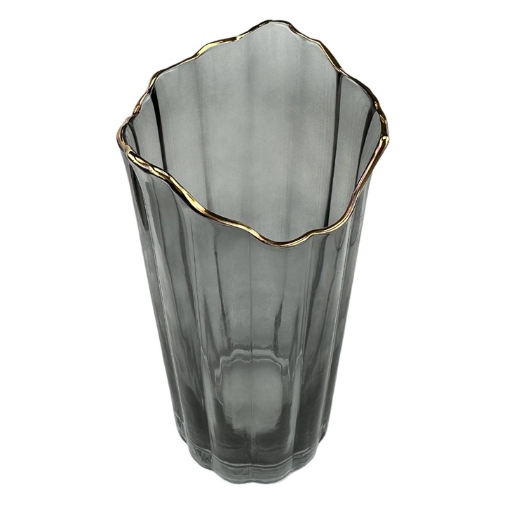 Декоративна ваза със стъклени цветя "Basilici" 30х12, Черна