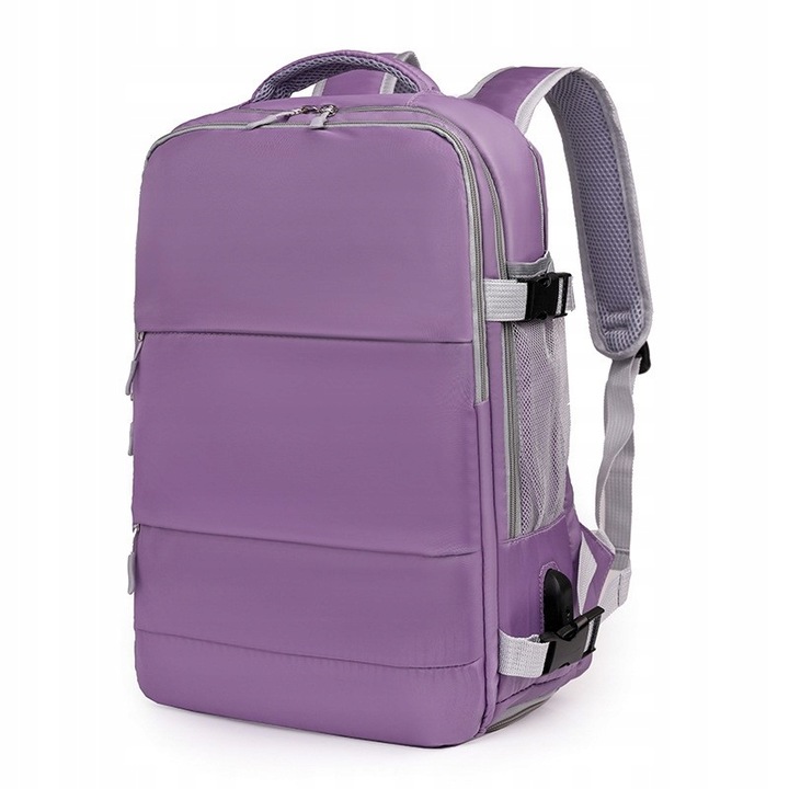 Rucsac De Voiaj, Pentru Avion, Pentru Ryanair, Wizz Air, 40x25x20 cm, Buzunar Pentru Laptop 14 Inch, Poliester, Violet