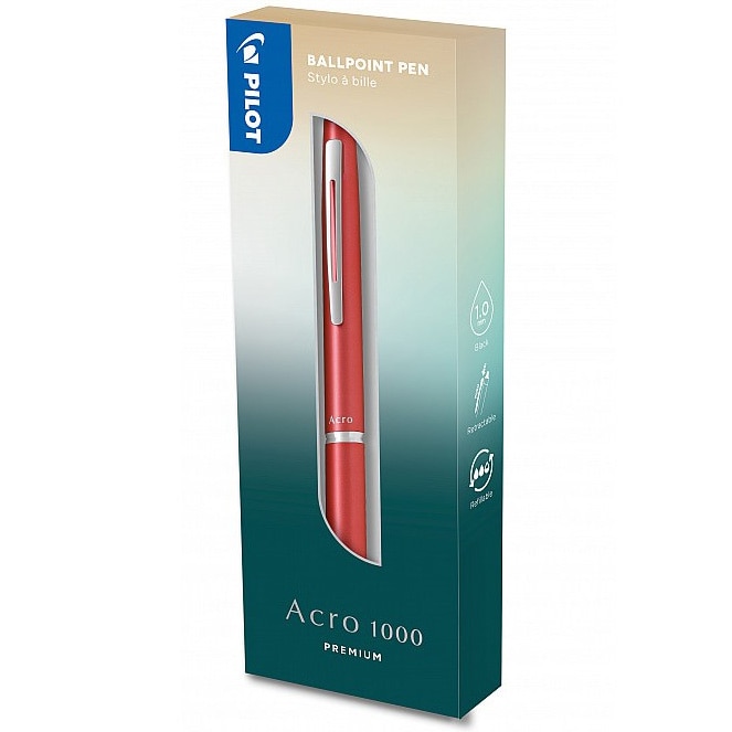 Pix cu bila Acro 1000 Pilot 1.0 mm, roz coral + Cutie cadou