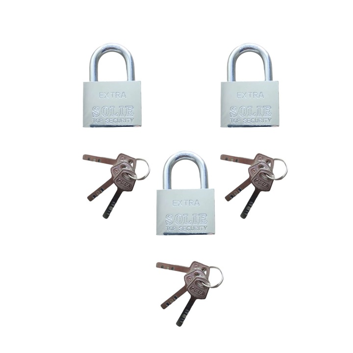 Set 3 buc lacat 40mm, patrat, AVI-1919