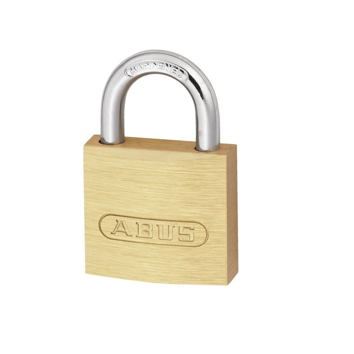 Катинар ABUS 713/30, месингов корпус, закалена стомана, 30 мм, с ключ, за вътрешна и външна употреба