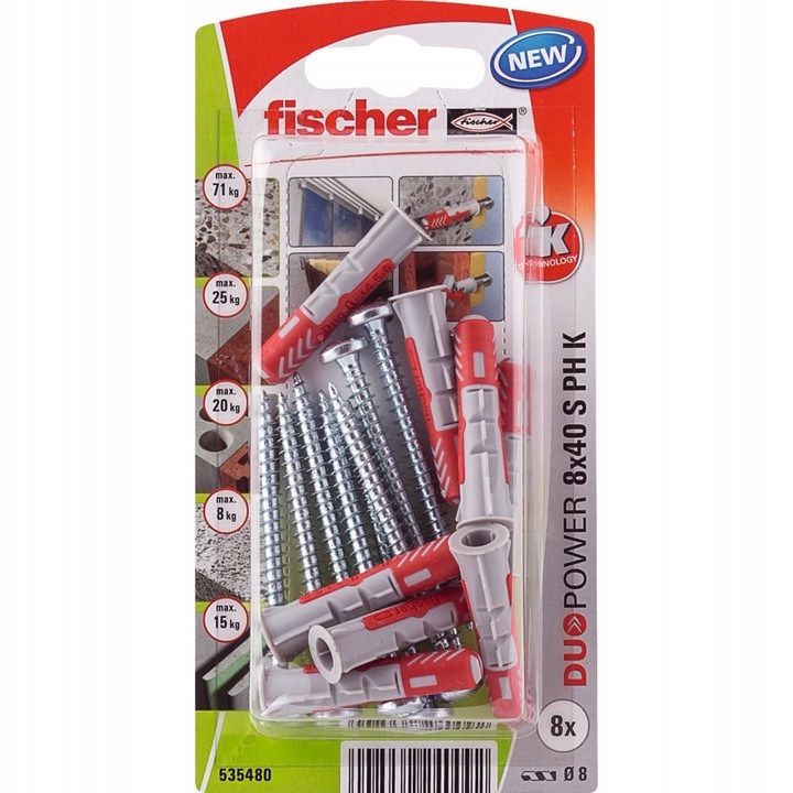 Fischer diblu cu surub DuoPower 8X40 S PH 8 bucati