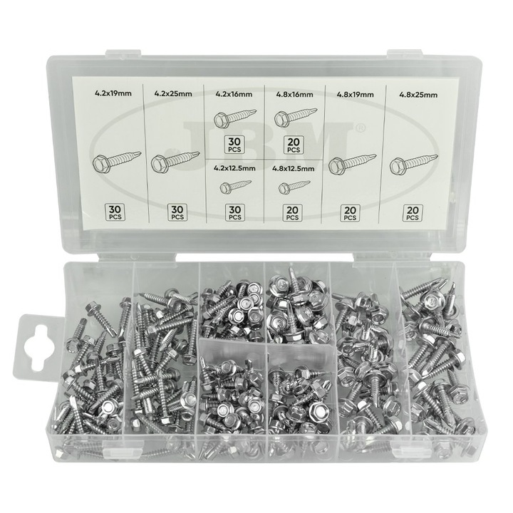Set 200 buc Suruburi Autofiletante JBM Hex Head Screw Assortment