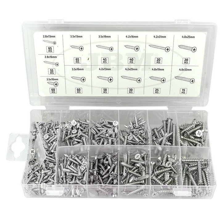 Set 550 buc Suruburi Autofiletante JBM Self Tapping Screw Assortment