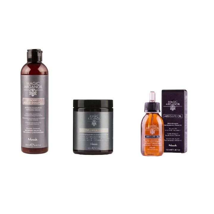 Tratament Secret Pachet Trio Rebuilding Pentru Regenerarea Parului Nook Magic Arganoil