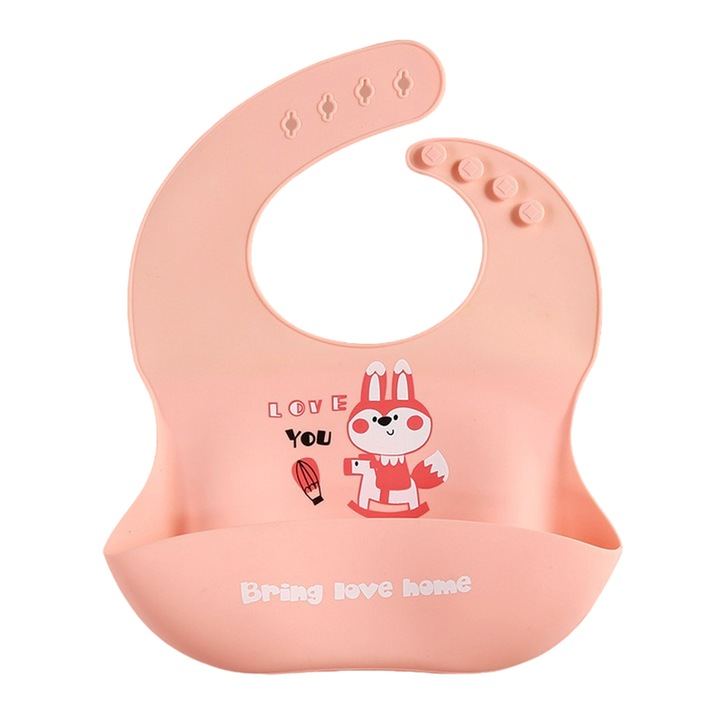 Bavetica din silicon pentru diversificare cu buzunar Mixbo, veverita, portocaliu