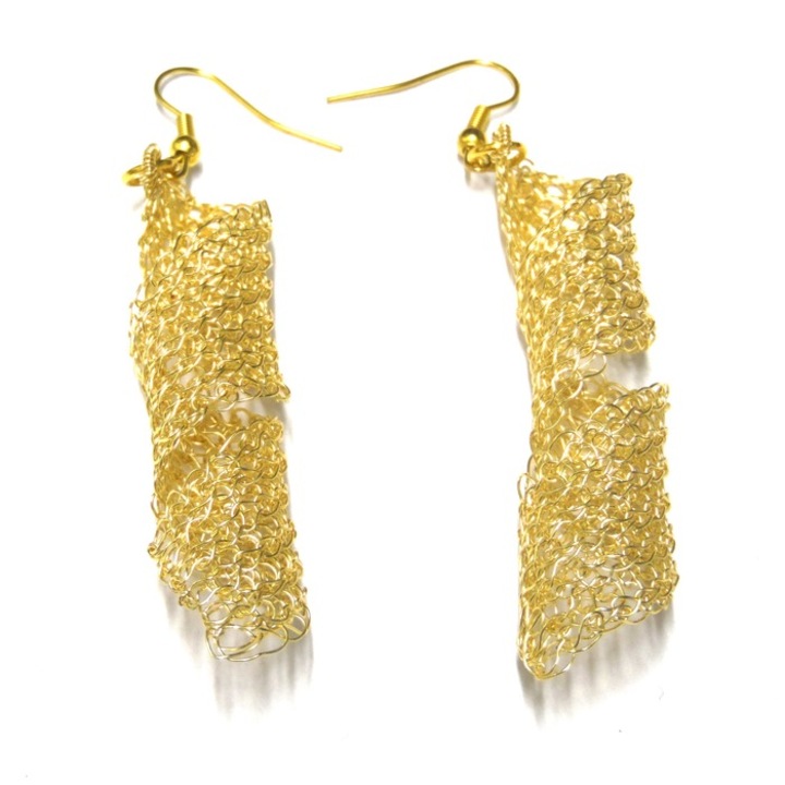 Cercei dama Infinity, Aliaj metalic, auriu