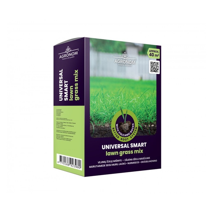 Seminte, Amestec de iarba cu roca vulcanica pentru gazon profesional Universal Smart, Agronom, 1 kg, 40 mp