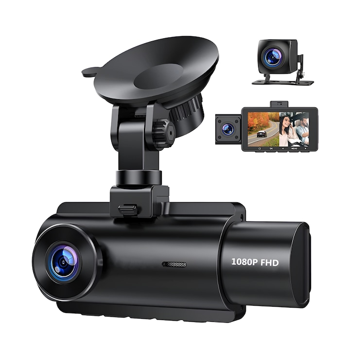 Camera Auto NightSight Pro 1080P by ONSG®, Dual Cam, Vedere Nocturna Avansata, Full HD, 170° Camp Vizual, Detectare Miscare, Monitorizare Parcare, Design Compact, Inregistrare Automata, Siguranta Pe Timp De Noapte