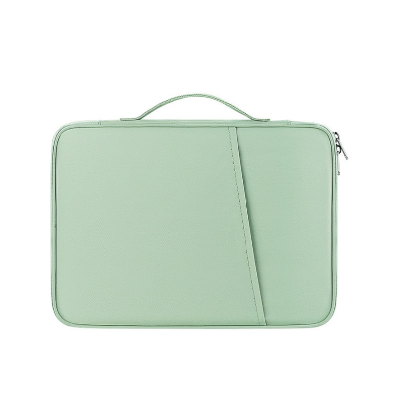 Geanta pentru laptop, portabila, impermeabila, rezistenta la zgarieturi, design de buzunar cu plasa, perna de bumbac incorporata, rezistenta la socuri, material textil din nailon, 13 inch, verde