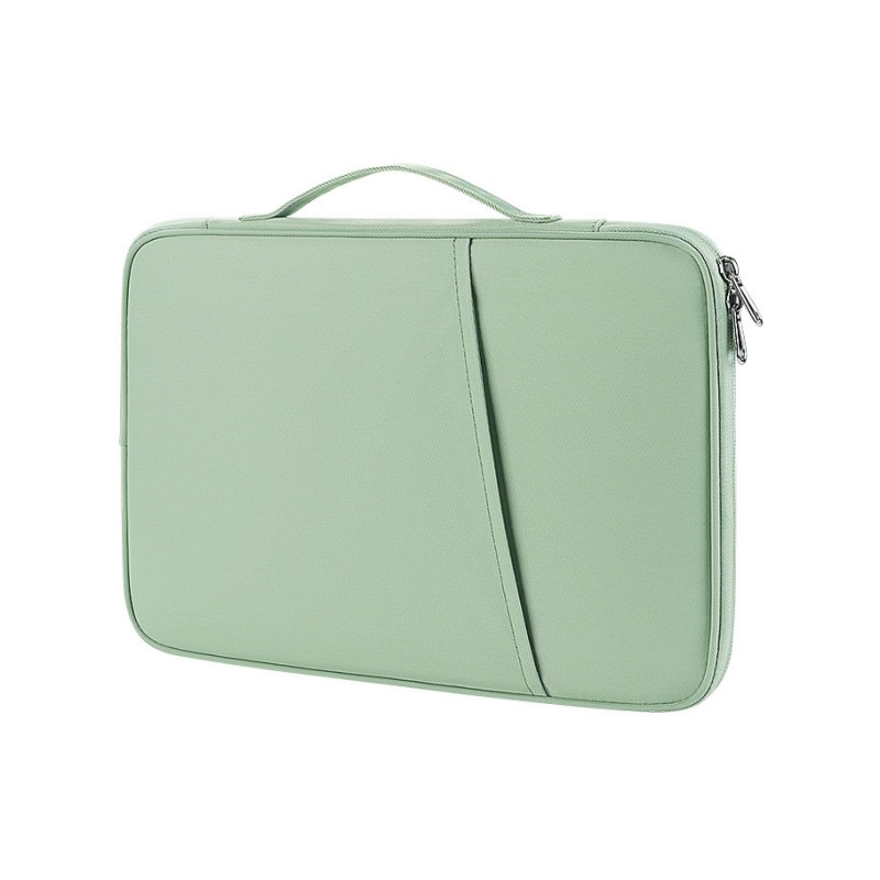 Geanta pentru laptop, portabila, impermeabila, rezistenta la zgarieturi, design de buzunar cu plasa, perna de bumbac incorporata, rezistenta la socuri, material textil din nailon, 13 inch, verde