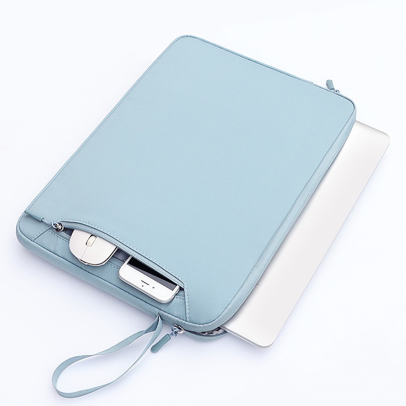 Geanta pentru laptop, portabila, impermeabila, rezistenta la zgarieturi, cu pernuta de bumbac incorporata, efect rezistent la socuri, albastru, material textil Oxford, 15.4inch